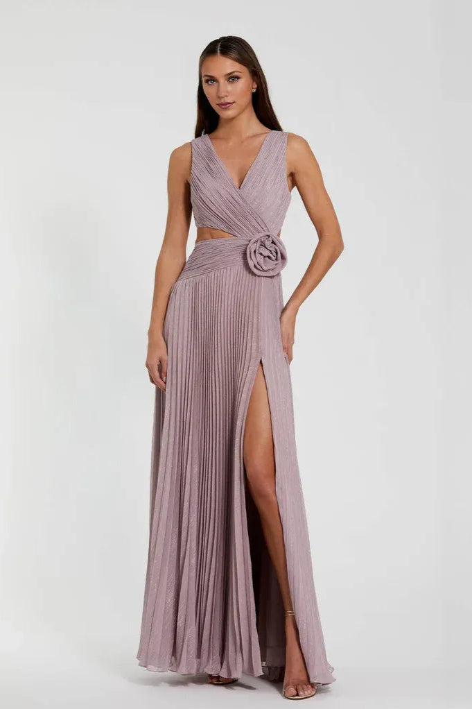 Trendy A-Line V Neck Sleeveless Zipper Up Floor-Length Prom Dress